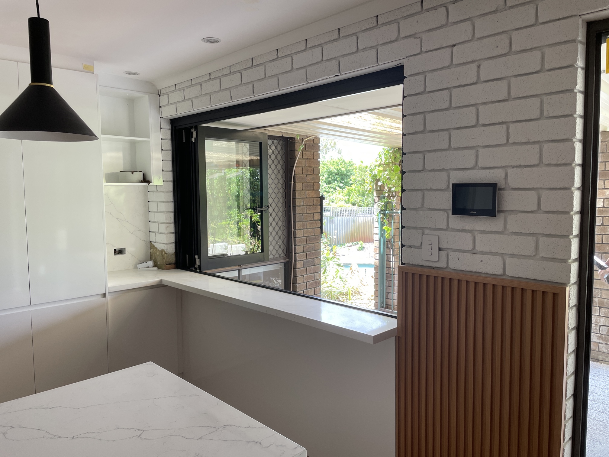 BI FOLD WINDOW Black Frame Open Outside 2