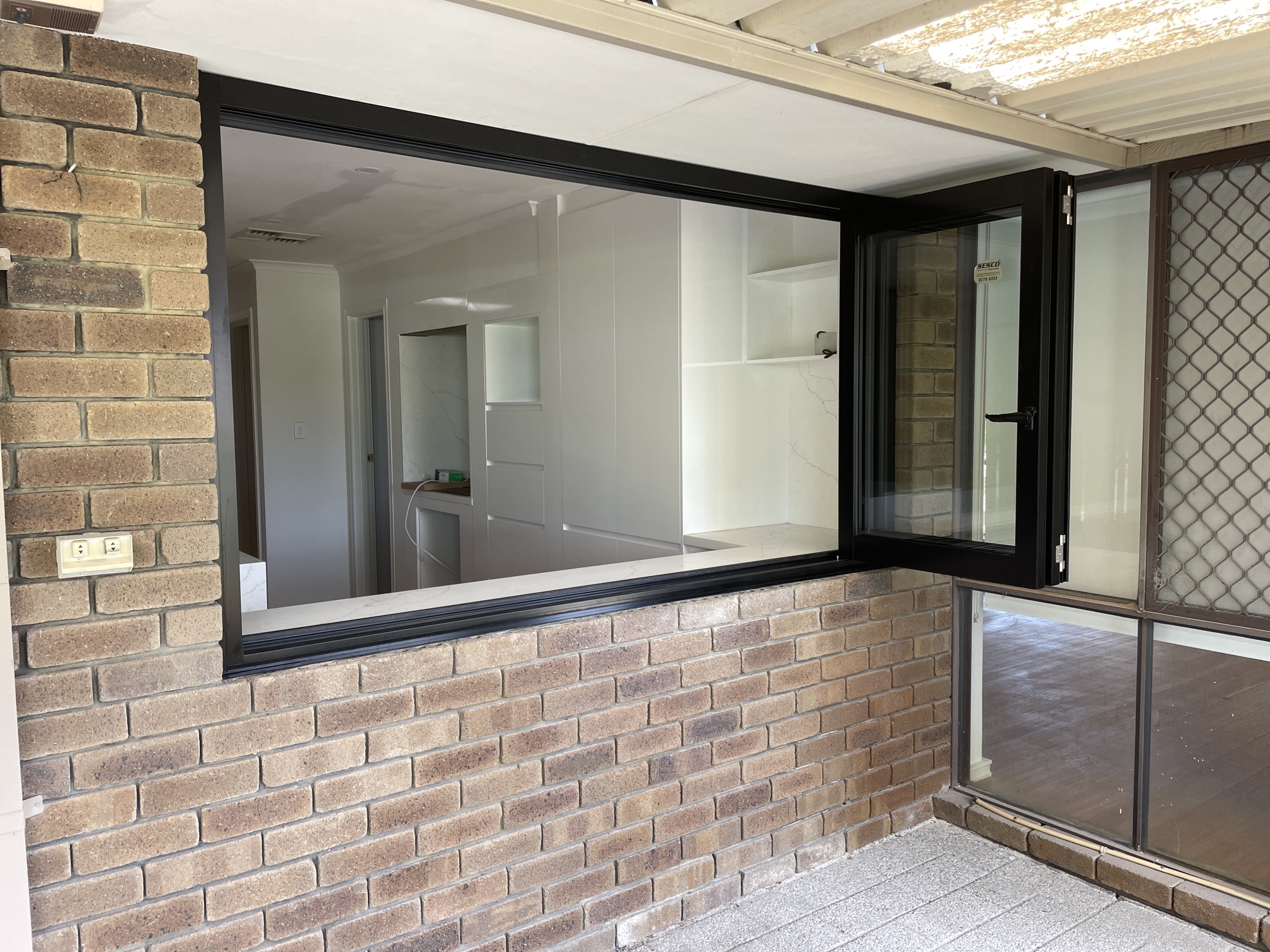 BI FOLD WINDOW Black Frame Open Outside